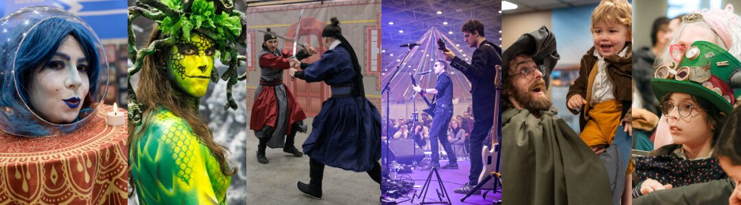 Visiteurs souriants, cosplay et concerts au festival Yggdrasil Indoor